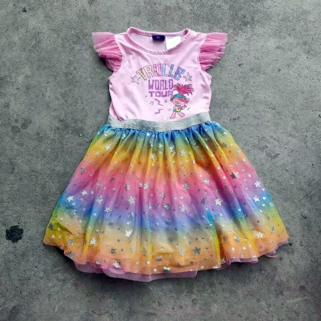 Girls Trolls Rainbow Tulle Dress A20137J