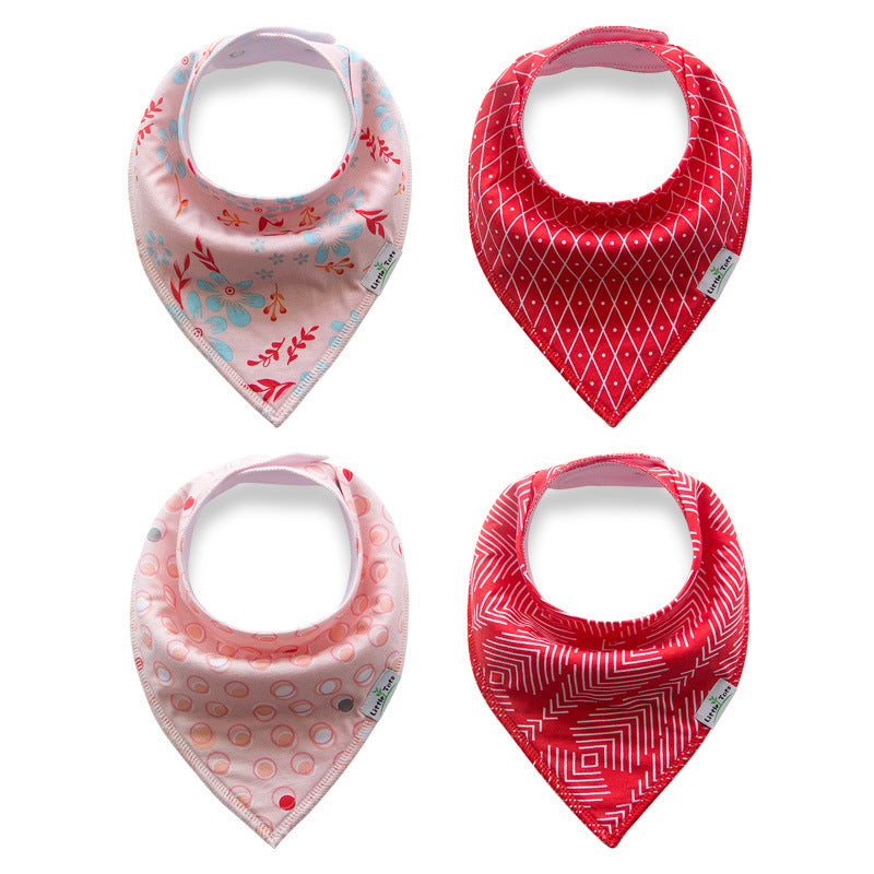 Set of 4 Baby Bandana Drool Bibs with Adjustable Snaps A321A1C