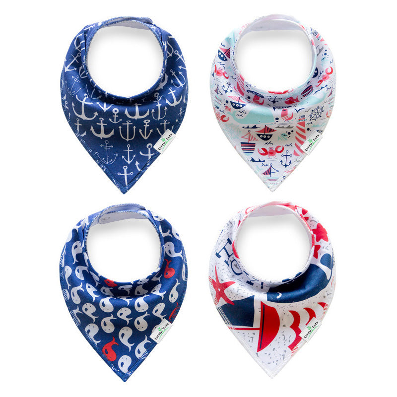 Set of 4 Baby Bandana Drool Bibs with Adjustable Snaps A321A1K