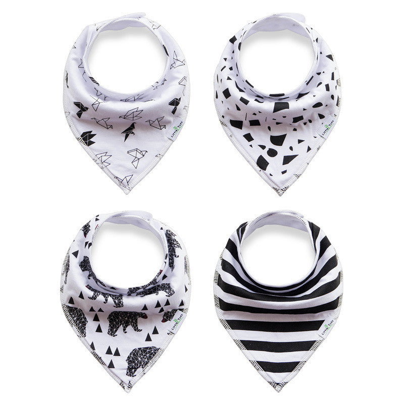 Set of 4 Baby Bandana Drool Bibs with Adjustable Snaps A321AM