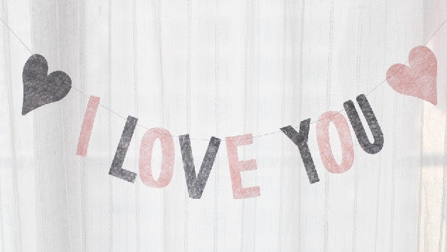 Party Flag Bunting Garland Set I Love You A7042G