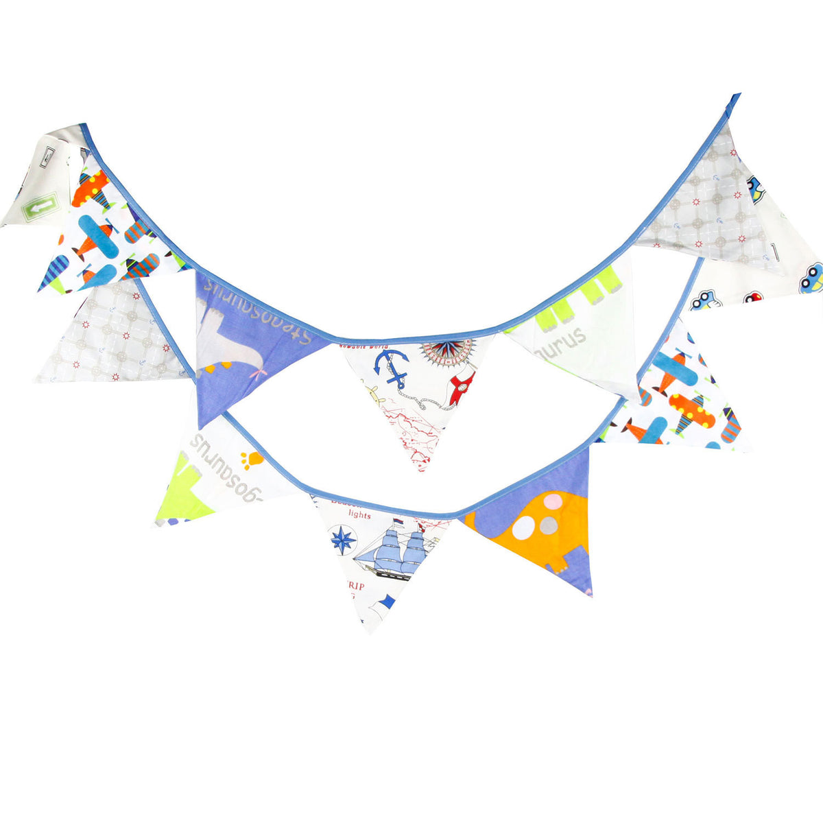 Party Fabric Bunting Flags Garland Set Dino, Cars and Planes A7045D