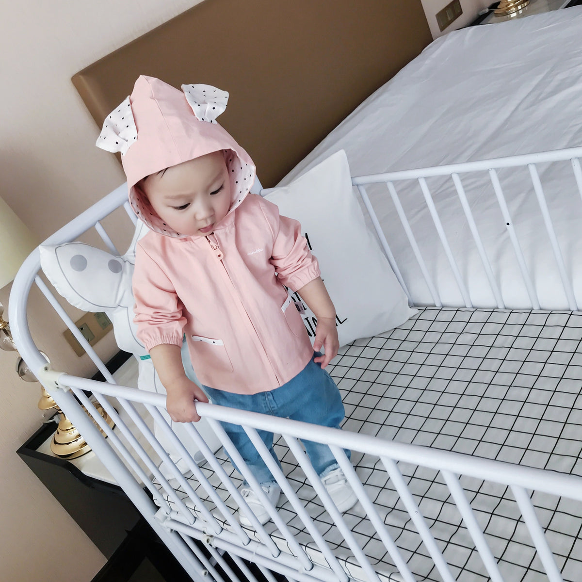 0-2Y Baby Pink Bunny Zipped Hoody Jacket A4081D