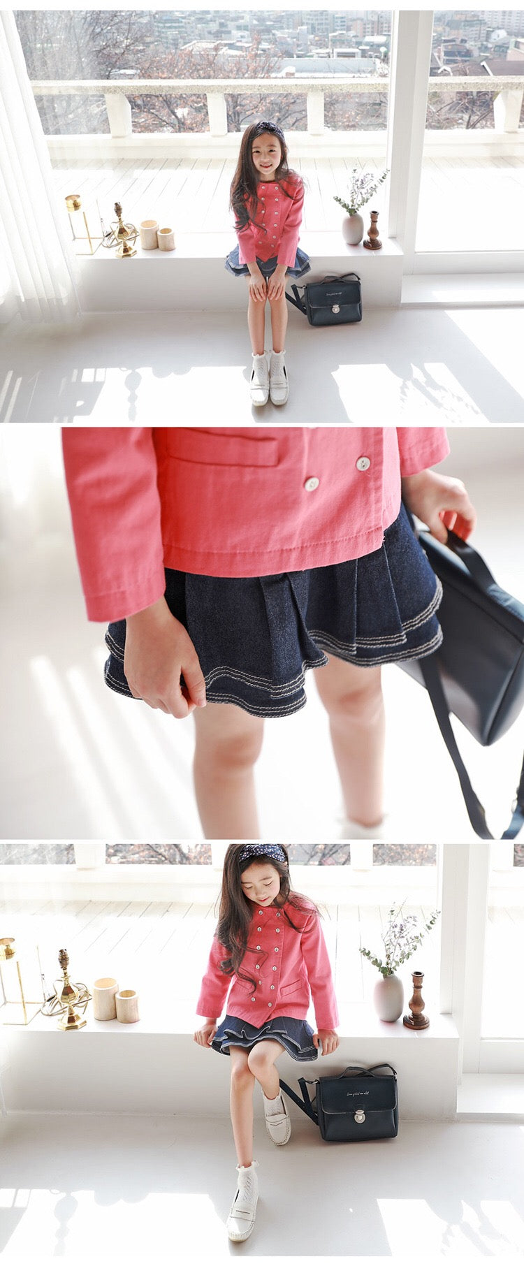 Girls Jeans Flare Skirts with Inner Short Pants G2141B