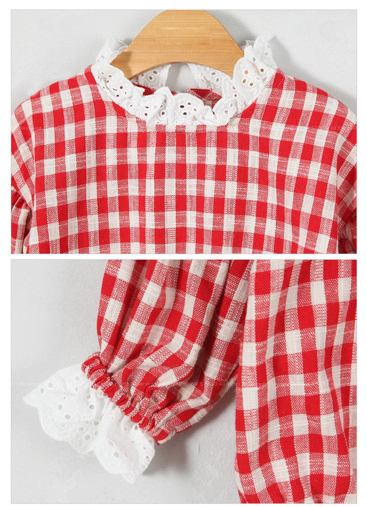 1-6Y Kids Checker Lace Sweater A42111A