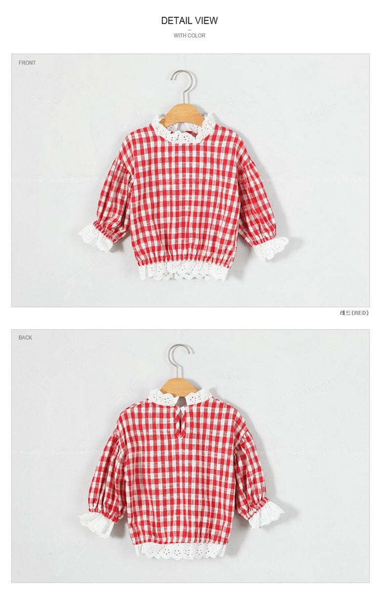1-6Y Kids Checker Lace Sweater A42111A