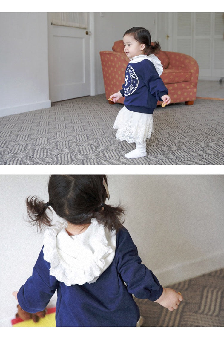 1-6Y Kids Blue Sweater Lace Hoodies A42111B