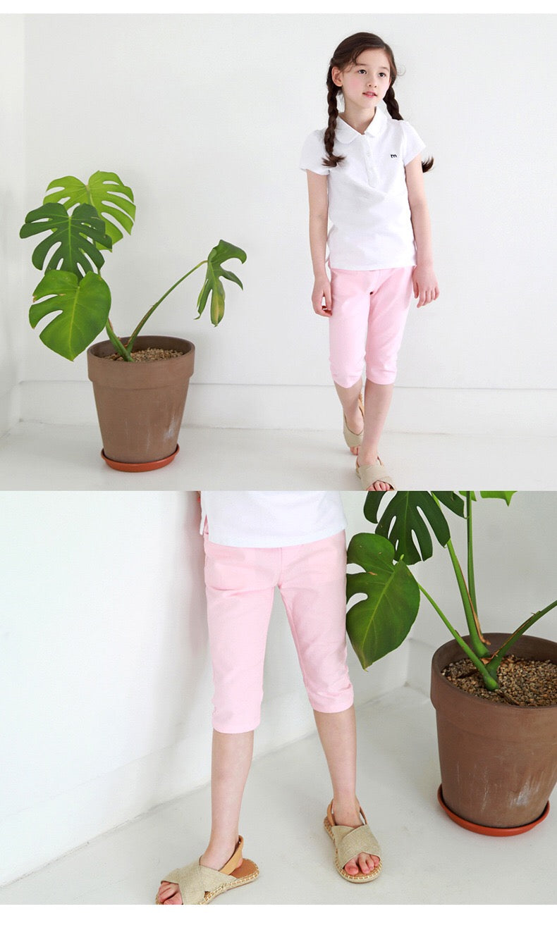 3-15Y Kids Pink Cropped Pants G21043D (Mother size available)