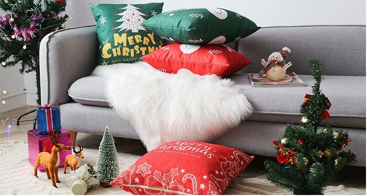 Linen Double Sided Printed Christmas Cushion Covers X658C