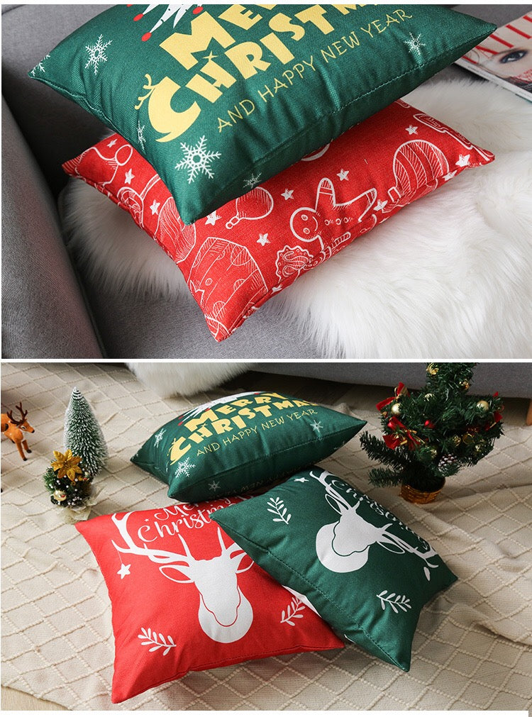 Linen Double Sided Printed Christmas Cushion Covers X658B