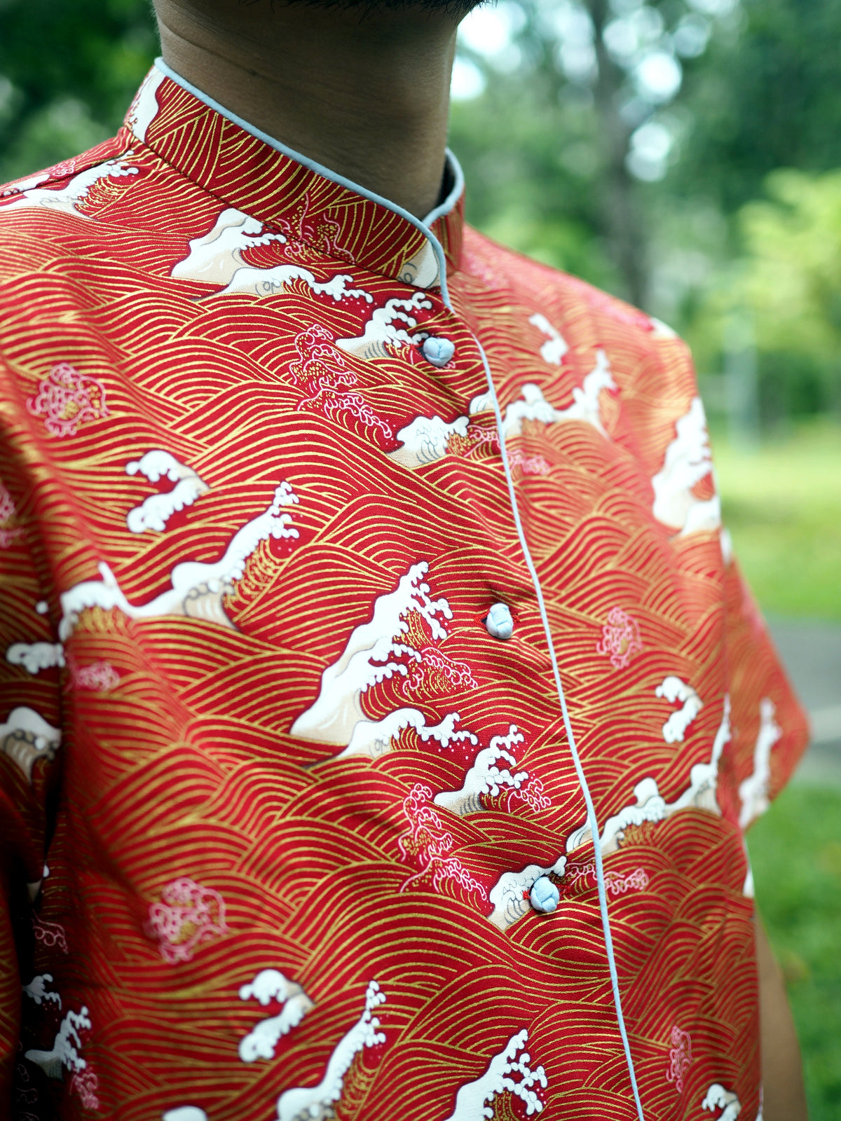 Chinese Wave Men Mandarin Collar Shirt A200CEE22FF