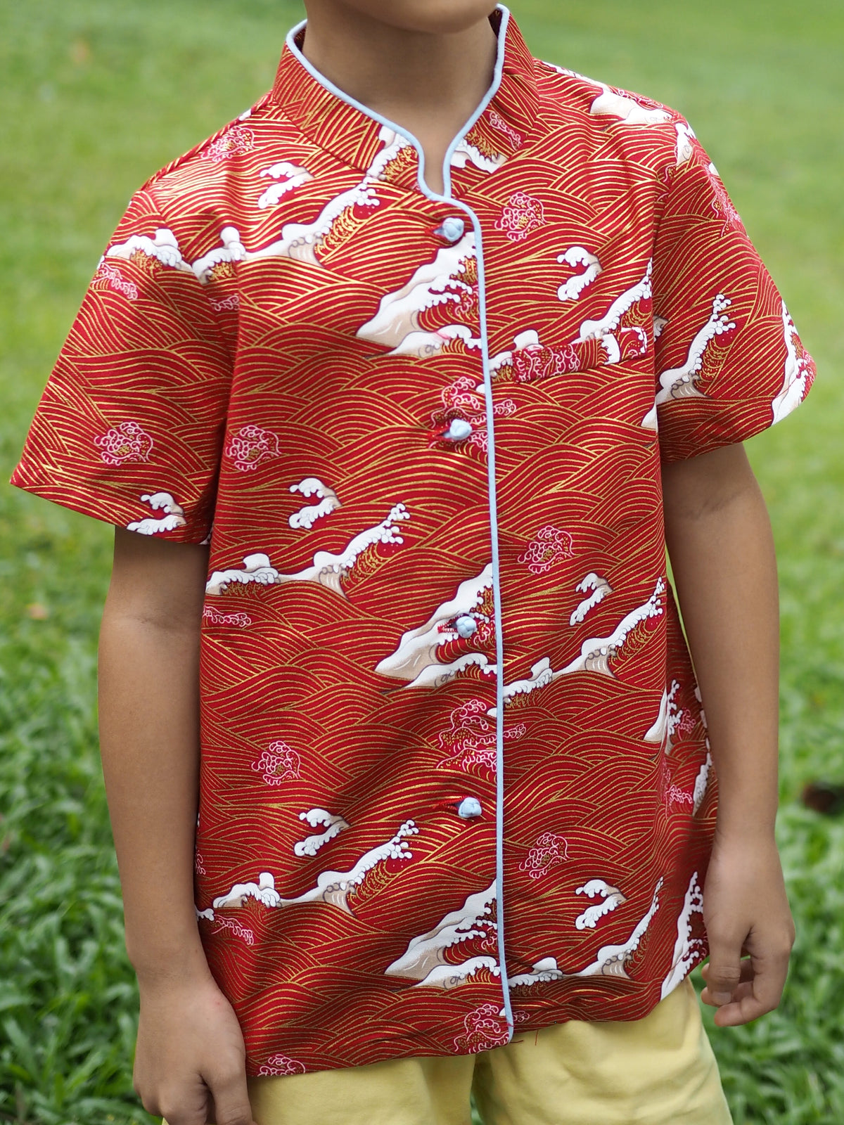 Chinese Wave Boys Mandarin Collar Shirt A200CEE22FS