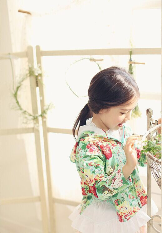 2-7Y Girls Korean Pinkideal Floral Hoodie Jacket A2086C