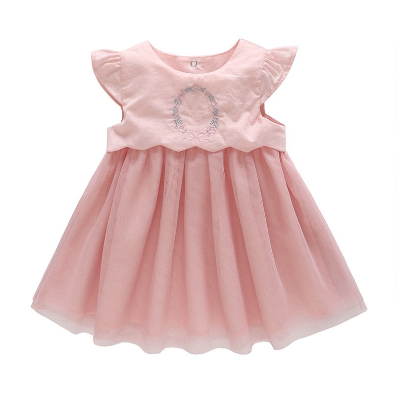0-3Y Baby Embroidery Tulle Dress A40611A