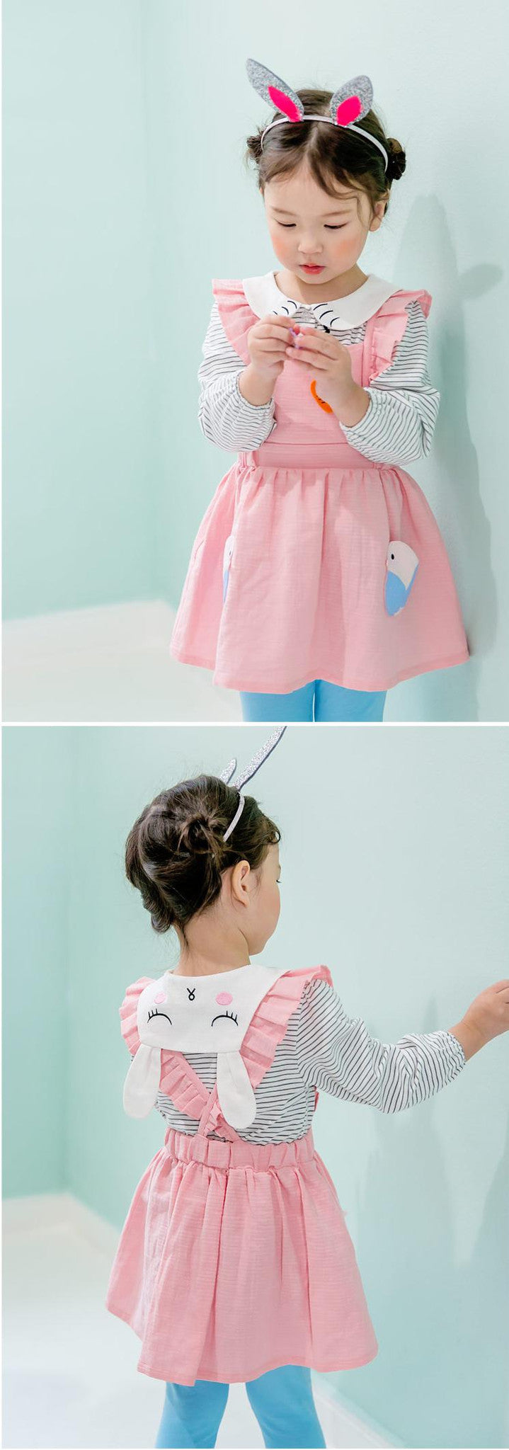 2-4Y Bebezoo Girls Pink Pinafore Ruffles Dress K2016B
