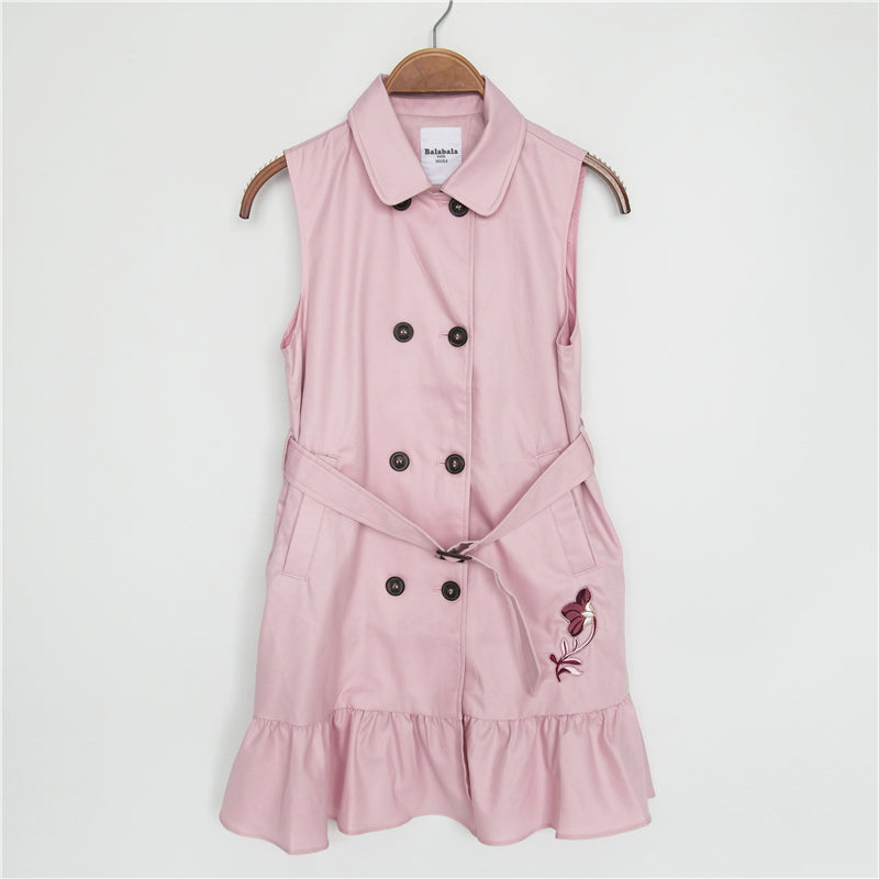 4-15Y Girls Trench Coat and Dress 2-pieces Set A2086J (Mother size available)