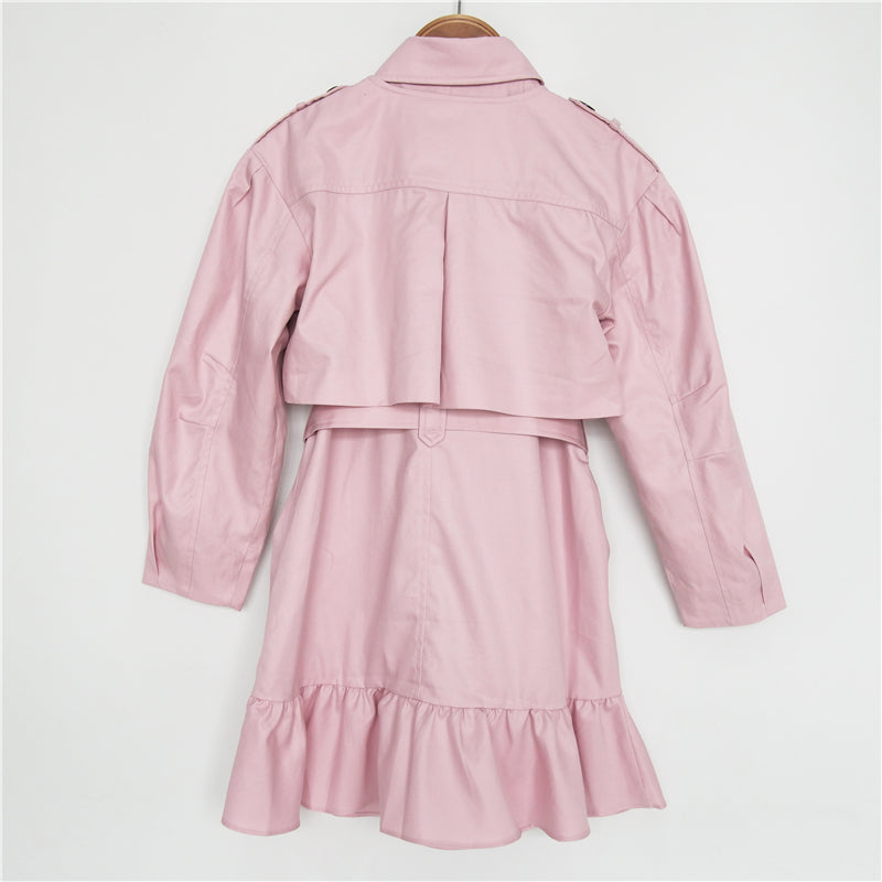 4-15Y Girls Trench Coat and Dress 2-pieces Set A2086J (Mother size available)
