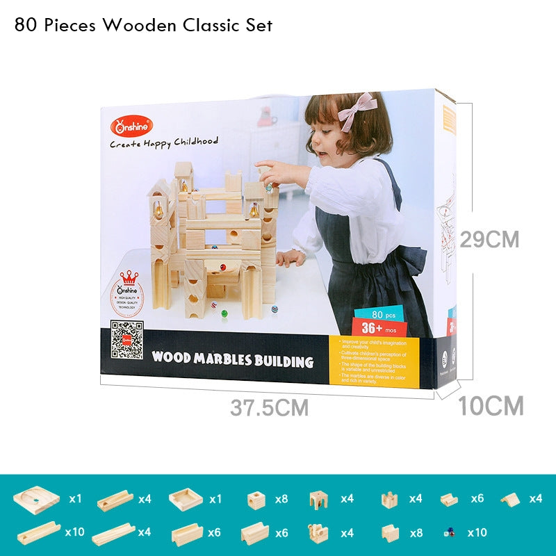Onshine 45pcs/80pcs Wood Marbles Building Construction Set OS101C/OS101A