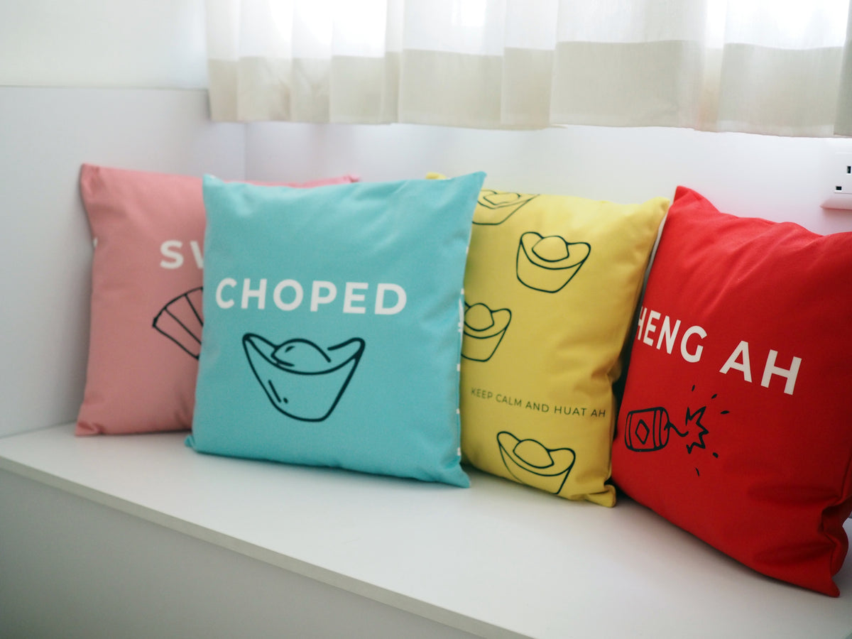 Flannel Double Sided Printed CHOPED Singlish Cushion Covers PPD657A