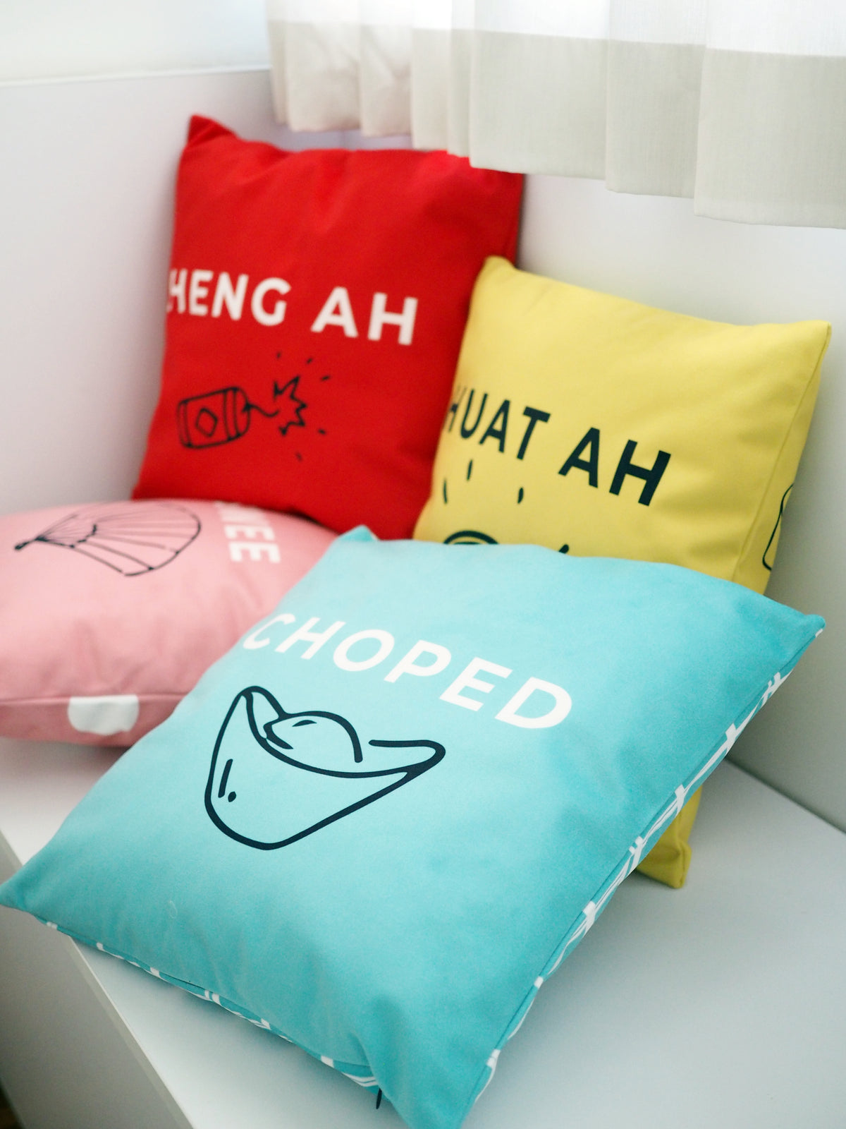 Flannel Double Sided Printed CHOPED Singlish Cushion Covers PPD657A