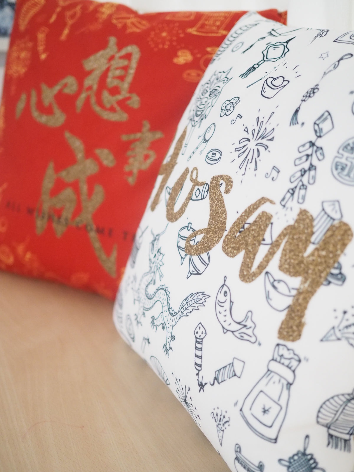 Flannel Double Sided Printed CNY Cushion Covers PPD652M