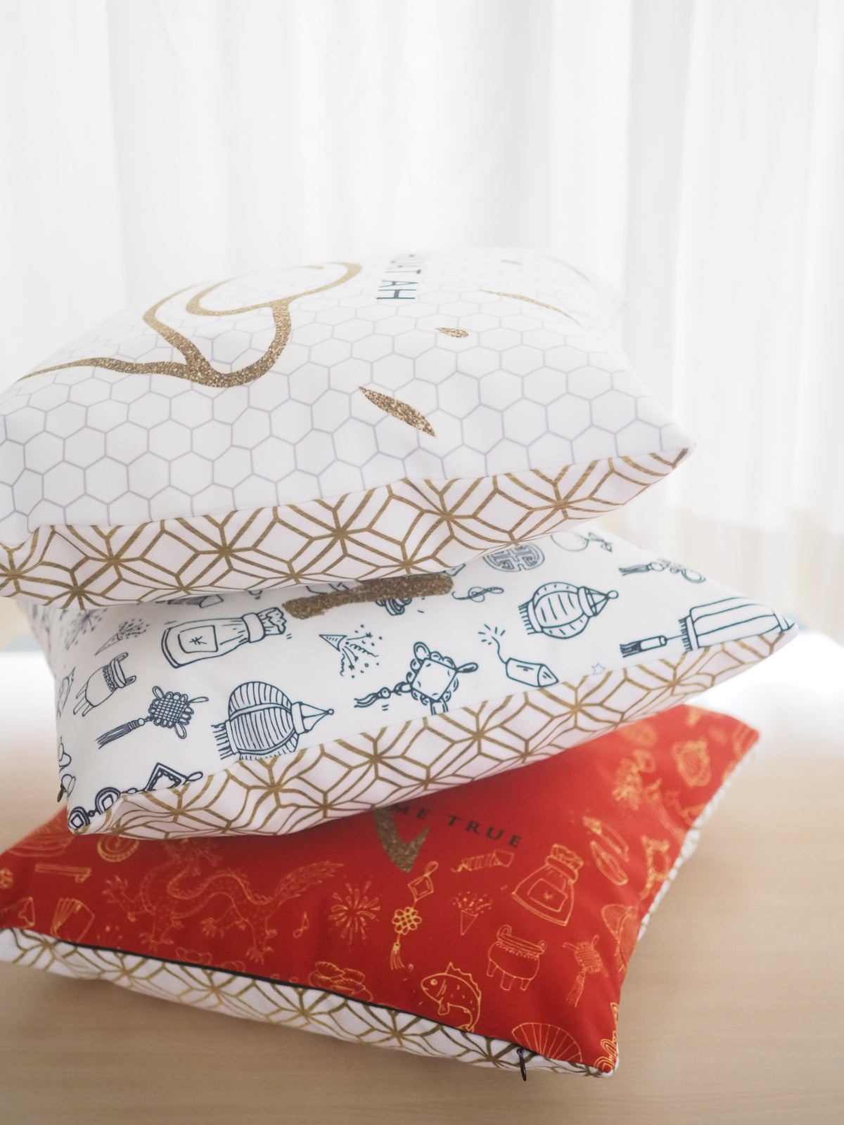 Flannel Double Sided Printed CNY Cushion Covers PPD652K