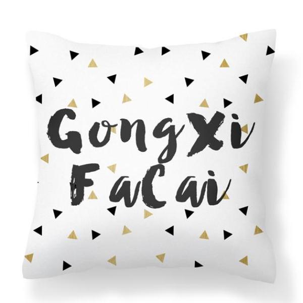 Flannel Double Sided Printed Gong Xi Fa Cai CNY Cushion Covers PPD652B