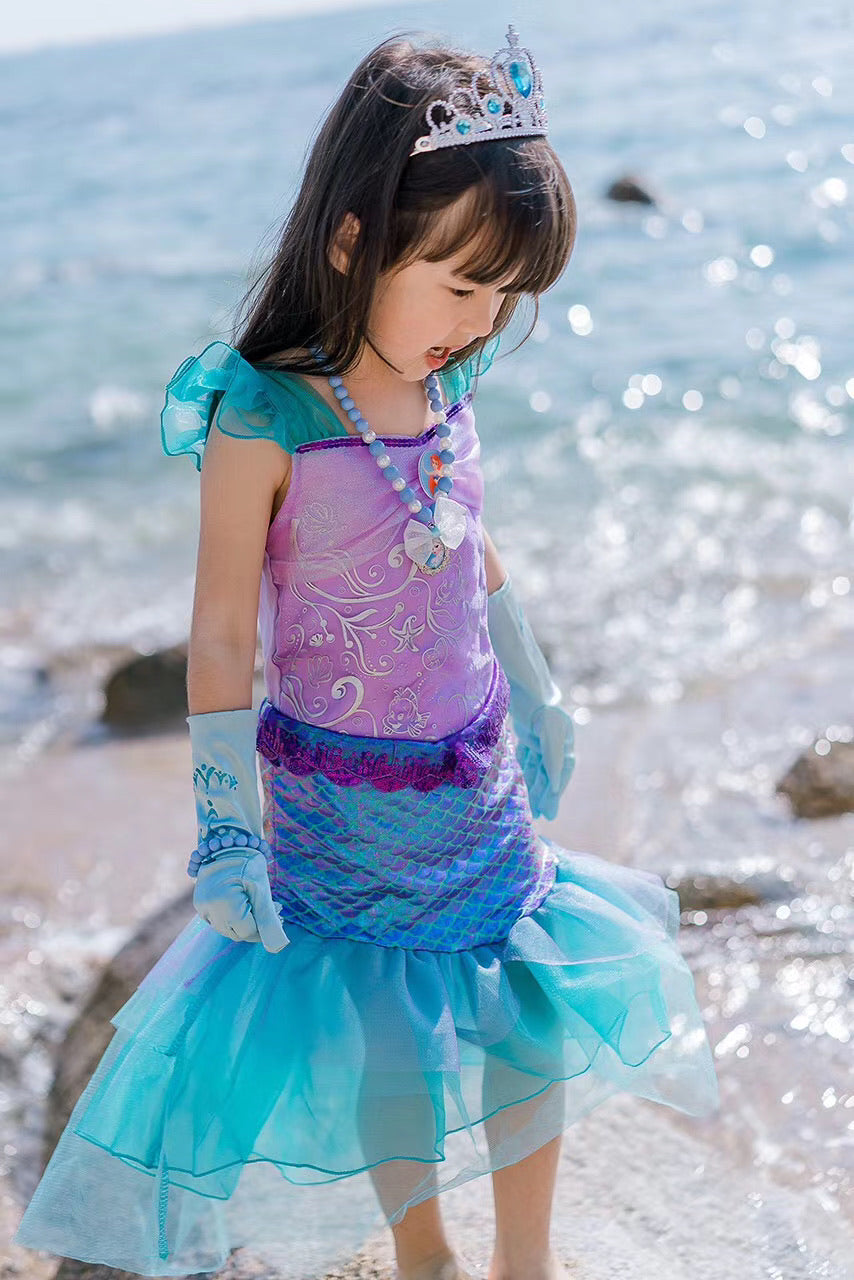 3-10Y Girls Little Mermaid Dress G2091B