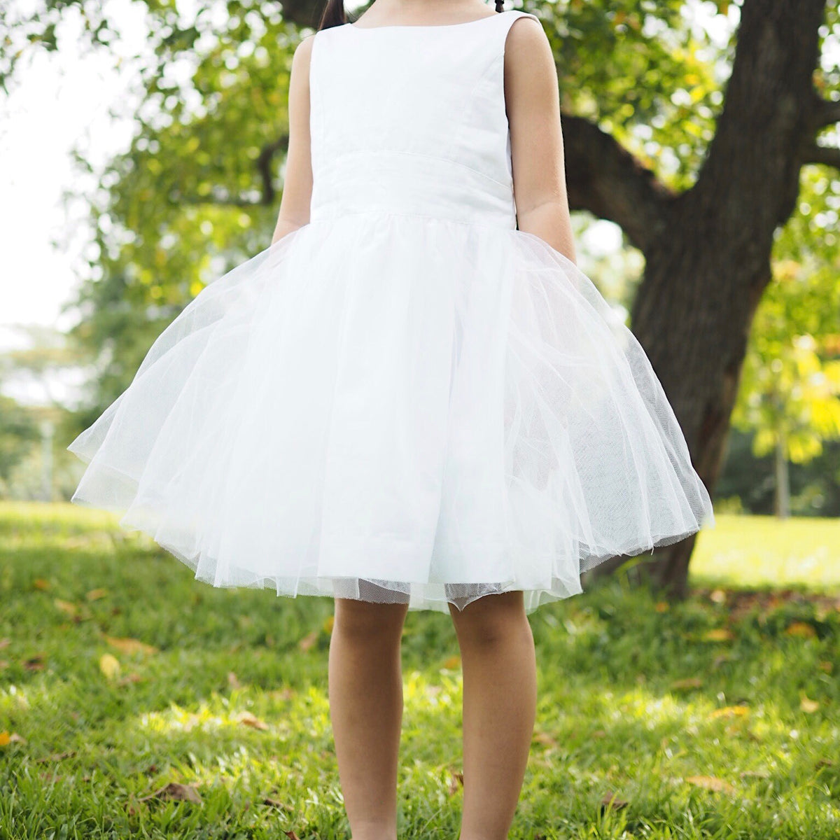 2-15Y Flower Girl White Tulle Gown G20126G